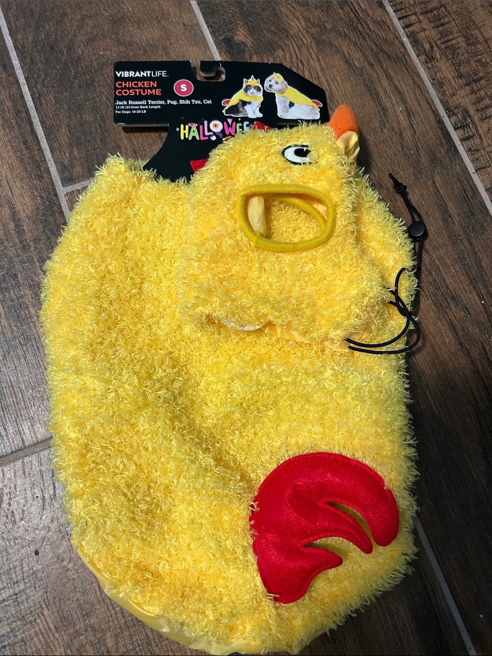 Vibrant Yellow Chick Pet Costume with Red Wing Detail